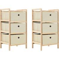 Berkfield Home Storage Racks with 3 Fabric Baskets 2 pcs Beige Cedar Wood
