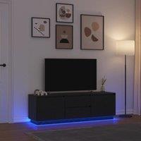 Berkfield Home TV Cabinet with LED Lights Black Oak 160.5x41x50 cm