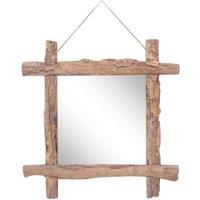 Berkfield Home Log Mirror Natural 70x70 cm Solid Reclaimed Wood in Brown
