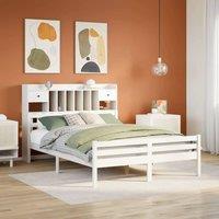 Berkfield Home Bookcase Bed Frame White 180x200 cm Super King Solid Wood Pine