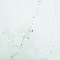 Berkfield Home Table Top White 40x40 cm 6 mm Tempered Glass with Marble Design