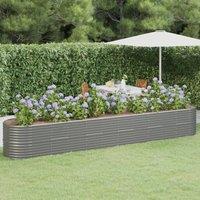 Berkfield Home Garden Raised Bed Powder-coated Steel 440x80x68 cm Grey | Size: 440 x 80 x 68 cm