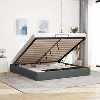 Berkfield Home Ottoman Bed Frame without Mattress Dark Grey Super King Fabric