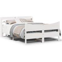 Berkfield Home Bed Frame with Headboard White 150x200 cm King Size Solid Wood Pine