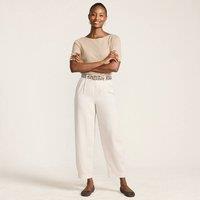 Lands' End Women's Linen Blend Barrel Leg Trousers in Cream | Size: 18