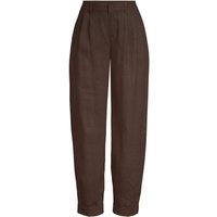 Lands' End Women's Linen Blend Barrel Leg Trousers in Brown | Size: 10