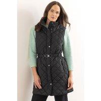 Klass. Women's Longline Belted Quilted Gilet in Black | Size: Small