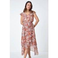 Roman Women's Snake Print Asymmetric Tiered Midi Dress in Stone | Size: 20