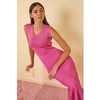 Roman Women's Shimmer Knit Pleated Dress in Pink | Size: 16