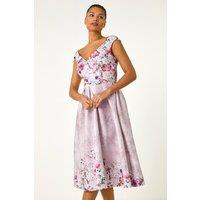 Roman Women's Sweetheart Floral Midi Dress in Pink | Size: 10