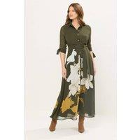 Star by Julien Macdonald Women's Floral Shirt Dress in Dark Green | Size: 16