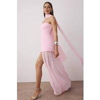 WOVCOR Women's Woven Maxi Evening Dress With Shawl Detail in Pink | Size: 8