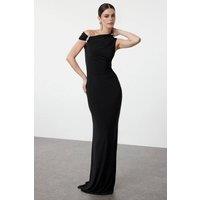 WOVCOR Women's One Shoulder Embellished Maxi Dress in Black | Size: 10