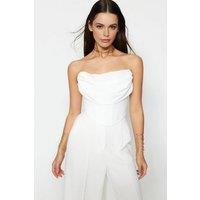 WOVCOR Women's Strapless Zip-Back Crop Top in Ecru | Size: 8