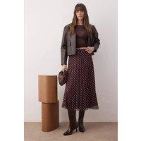 WOVCOR Women's Polka Dot Pleated Chiffon Midi Skirt | Size: 12