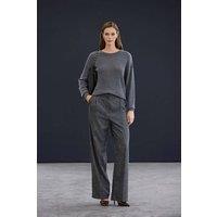 WOVCOR Women's Cashmere Blend Crew Neck Long Sleeve Knit Jumper in Dark Grey | Size: Medium