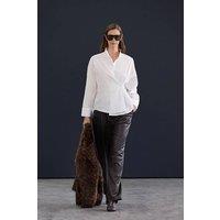 WOVCOR Women's Asymmetric Cotton Poplin Long Sleeve Shirt in White | Size: 10
