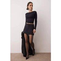 WOVCOR Women's Low Waist Embellished Mini Woven Skirt in Black | Size: 12