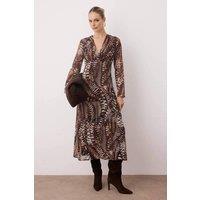 WOVCOR Women's Animal Print V-Neck A-Line Maxi Woven Dress | Size: 6