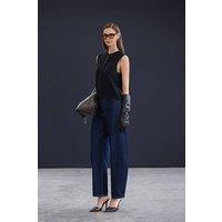 WOVCOR Women's Crew Neck Cashmere Blend Knit Vest with Button Front in Black | Size: Small