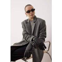 WOVCOR Women's Faux Leather Belt Detail Gloves for Women in Black