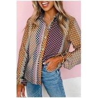 Everyday The Label Women's Printed Button Down Shirt in Brown | Size: Medium