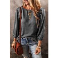 Everyday The Label Women's Solid Puff Sleeve Top in Mid Grey | Size: Large