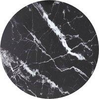 Berkfield Home Table Top Black 40x0.8 cm Tempered Glass with Marble Design | Size: 40x0.8 cm