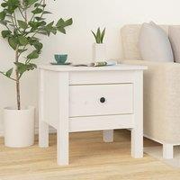 Berkfield Home Side Table White 40x40x39 cm Solid Wood Pine | Size: 40 x 40 x 39 cm