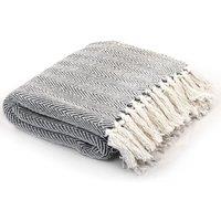Berkfield Home Throw Cotton Herringbone 125x150 cm Navy Blue
