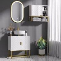 Kleankin Modern Bathroom Sink Cabinet Under Sink Storage Cabinet with 2 Doors in White