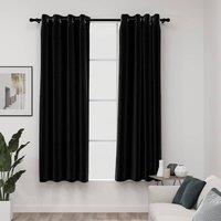 Berkfield Home Linen-Look Blackout Curtains 2 pcs Anthracite 140x175cm | Size: 140x175 cm