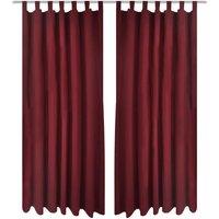 Berkfield Home 2 pcs Bordeaux Micro-Satin Curtains with Loops 140 x 175 cm in Red