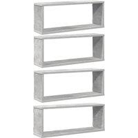 Berkfield Home Wall Cube Shelf 4 pcs Concrete Grey 60x15x23 cm Engineered Wood | Size: 60 x 15 x 23 cm