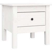 Berkfield Home Side Table White 40x40x39 cm Solid Wood Pine | Size: 40 x 40 x 39 cm