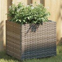 Berkfield Home Garden Planter Grey 36x30x32 cm Poly Rattan | Size: 36 x 30 x 32 cm