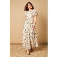 Oasis Women's Printed Textured Maxi Dress in Ivory | Size: 12