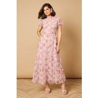 Oasis Women's Printed Textured Maxi Dress in Pink | Size: 10