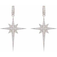 Latelita Women's North Star Burst Large Drop Earrings Silver in White