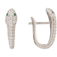 Latelita Women's Snake Huggie Hoops Silver in White