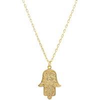 Latelita Women's Hamsa Evil Eye Embossed Pendant Necklace Gold