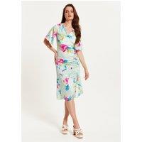 Liquorish Women's Midi Wrap Dress With Floral Print in Mint Green | Size: 12