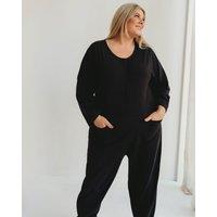 Turtledove London Women's Mila Black Long Sleeve Jumpsuit | Size: 18-22