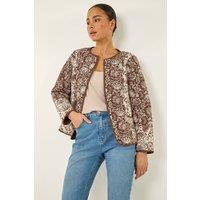 Roman Women's Petite Quilted Puffer Jacket in Chocolate | Size: 12