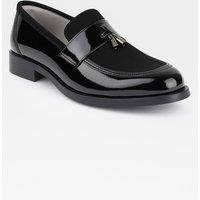 SIRRI Boy's Kids Suede Slip-On Formal Tassel Loafers in Black | Size: 8