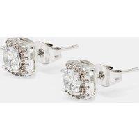 Cernucci Men's 7mm Iced Cluster Stud Earrings in Metallic Silver