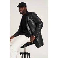 Barneys Originals Men's Real Leather Blazer Jacket in Black | Size: XS