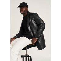Barneys Originals Men's Real Leather Blazer Jacket in Black | Size: 2XL