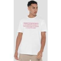 Netflix Stranger Things Logo Grid Front Back T-Shirt, White | Size: 2XL