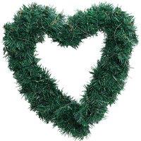 Living and Home Artificial Heart-shaped Door Hanging Garland Christmas Decoration with Light String in Green